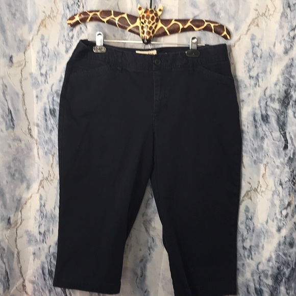 St. John's Bay Pants - St. John's Bay secretly slimming capri pants dark navy blue stretch 14 Petite